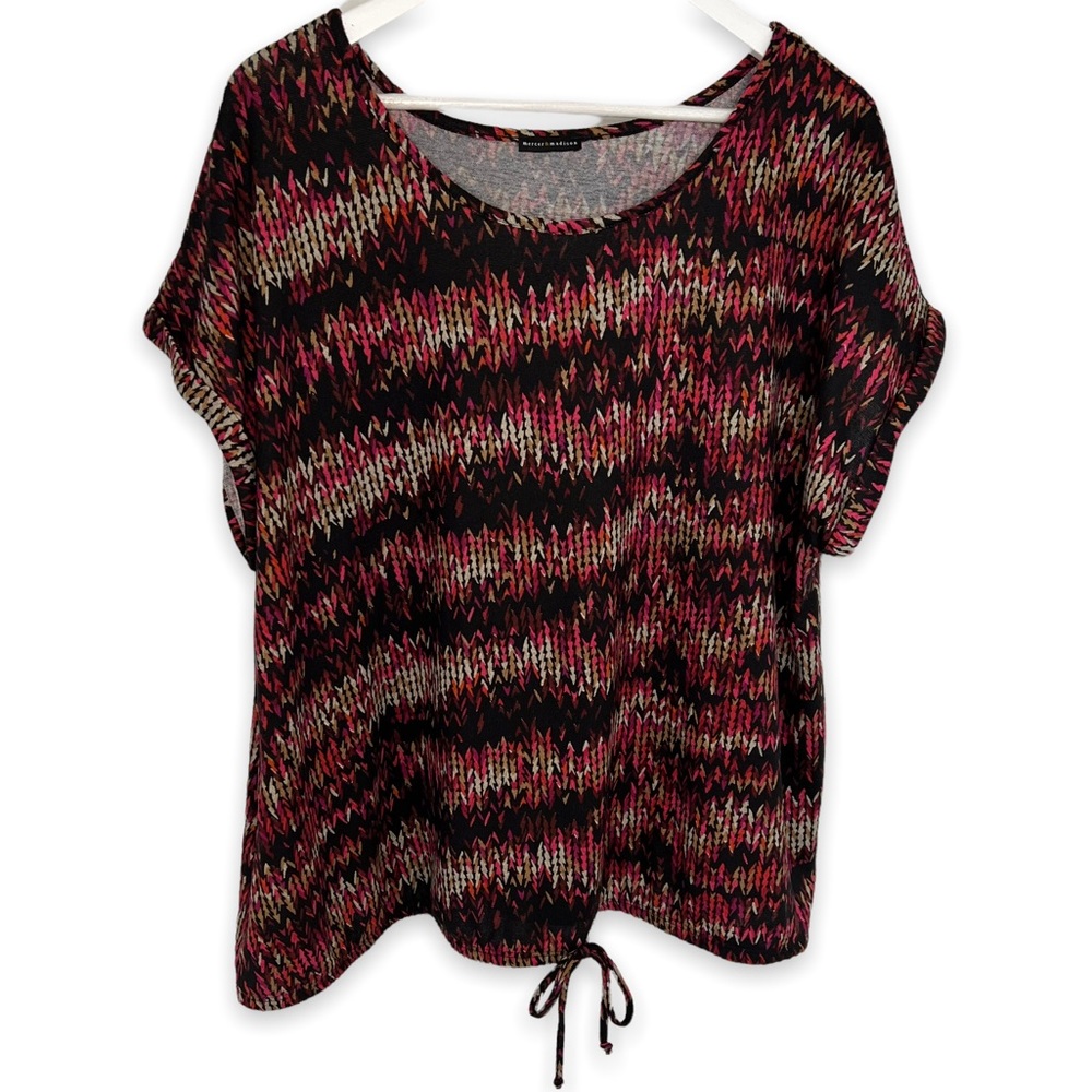 NEW Mercer & Madison Black, Pink & Maroon Printed Short Sleeve Tee Plus Size 3X